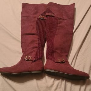 Over the knee boots purplish maroon